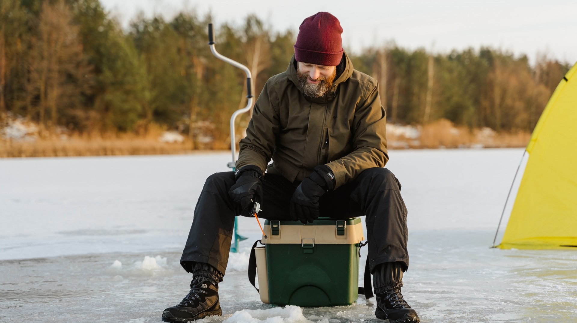 Ice Fishing on the Lake in Rivers, MB Image